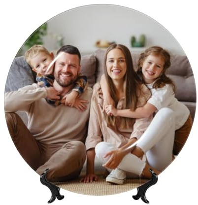 Generico Piatto Artistico Personalizzabile, Piatto decorativo in ceramica personalizzato, Personalizzato con Foto e Testo, Idea Regalo per casa o Studio