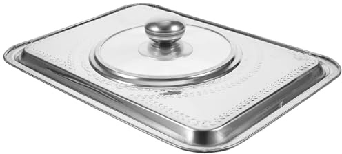 Homoyoyo Tapa de Acero Inoxidable Rectangular 36X27 CM para Bandeja de Pescado Parrilla Cubierta Multiusos para Alimentos Funda Protectora para Barbacoa y Plato de Servir