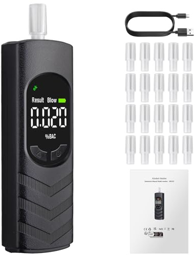 Proster Etilometro Portatile Certificato con Display LCD Digitale Test Rapido e Alta Precisione Ricaricabile USB-C con Bocchini Intercambiabili per Uso Domestico e Professionale Etilometro per Auto