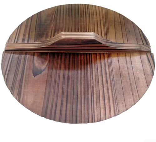 Coperchio in legno di abete, manico alto 32 cm, coperchio carbonizzato per wok, padella, pentola in ferro, design moderno e semplice (32-32-1,6 cm)