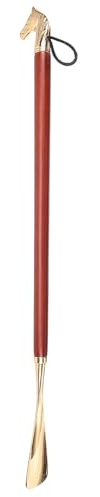ibasenice Calzador Largo de Madera de Haya 56 Cm Cabezal Metálico de Latón para Calzado, Ayuda Portátil para Botas y Zapatos Hogar y Viaje, Auxiliar Ergonómico para Hombres y Mujeres