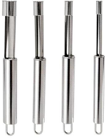 NiceNaiils 4 Pcs descorazonador de manzanas, Descorazonador de Manzanas, cortadora de núcleo de manzana, utensilios de cocina con para colgar frutas y verduras, color plateado