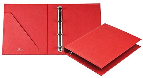 DELMON VARONE - Cartella (Raccoglitore ad anello) personalizzabile DIN A4 in finta pelle Premium Saffiano (rosso) - Cartella ad anello per documenti, atti, contratti, certificati e referenze