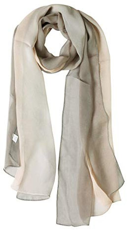 sourcing map Lang Chiffon Leicht Gradient Farbe Schal Frühling Sommer Weich für Frauen Grau/Beige 63x19.6