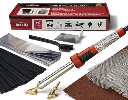 JOUNJIP Standard Plastic Welding Kit- UL Certified Welder 80W- Professional Grade Plastic Repair Kit for Automotive Car Bumper, Kayak, Tank Repair