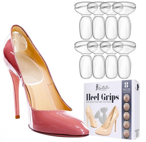 Ballotte Premium Grade Silicone Heel Protector (Natural - 8 Pack) | Heel Grips/Heel Pads for Women Heels - Shoe Inserts for Shoes that are Too Big | High Heel Cushion Inserts Women