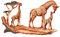 TRI Deko-Giraffen, Dekofigur, Tierfigur, exotische Tierwelt, Giraffenfamilie, Deko Afrika, Struktur in Holzoptik, Natur, Dekoration, Kunststein, braun