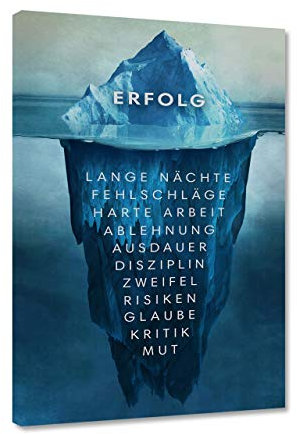 Hustling Sharks® Motivationsbilder als XXL Wandbild Eisberg des Erfolgs - Hochformat (Leinwandbild, 30 x 40 cm), Wandbilder Motivation, Bilder Büro, Bilder mit Sprüchen