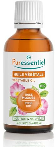 Puressentiel Olio Vegetale di Rosa Mosqueta Bio, Aiuta ad Attenuare l'Apparenza delle Macchie di Vecchiaia, Effetto Idratante e Rigenerante, Per Pelli Mature, 50 Ml