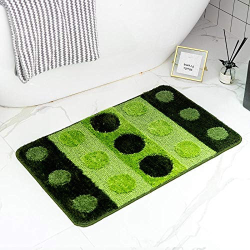 LNXSESN Badteppich Apfelgrüner Kreis Badvorleger Flauschig Mikrofaser Badematte rutschfest Duschvorleger Schnelltrocknend Badezimmerteppich Waschbar Badematten Bathroom Mat 50x80cm