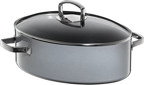 WMF Fusiontec 0515885290 - Cacerola mineral (36 cm, forma ovalada, perfecta para asar, resultados de cocción homogéneos, resistente a los arañazos, fácil limpieza, apta para horno, tapa de cristal,