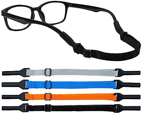 4 Stück Brillenband, Verstellbarer Sportbrillenband Stabil Rutschfest Brillen Band mit Hoher Flexibilität, Ohne Schwanz Brillenband für Sportbrille Sonnenbrille Lesebrille Brille Schutzbrille