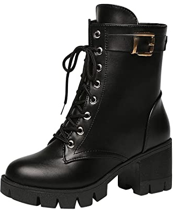 Susenstone Bottes Femme Bottes Talons Cuir Hiver Mode Cuissardes Chaussures Bottes Chunky Bottes Botte Blanche Femme Bottines Fourrées Femme