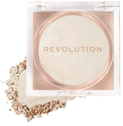 Makeup Revolution Beam Bright Highlighter - Puder-zu-Flüssig-Formel für ein Strahlen im ganzen Gesicht, 5 Atemberaubende Farbtöne: Diamond Glow