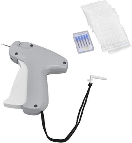 Leopacat Pistola per etichettatura vestiti, etichettatrice per prezzi, etichettatrice per abbigliamento, kit di prezzi, accessori per etichette in tessuto, con 5 aghi in acciaio inox, 20 fogli di