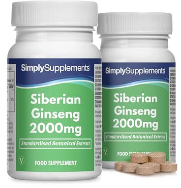 Sibirischer Ginseng 2000mg - 360 Tabletten - Geeignet für Veganer - Versorgung für 6 Monate – SimplySupplements