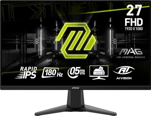 MSI mag 275F Monitor Gaming Plano, Full HD (1920 x 1080) Panel IPS rápido de 1920 x 1080, 180 Hz, Tiempo de Respuesta de 0,5ms, Negro