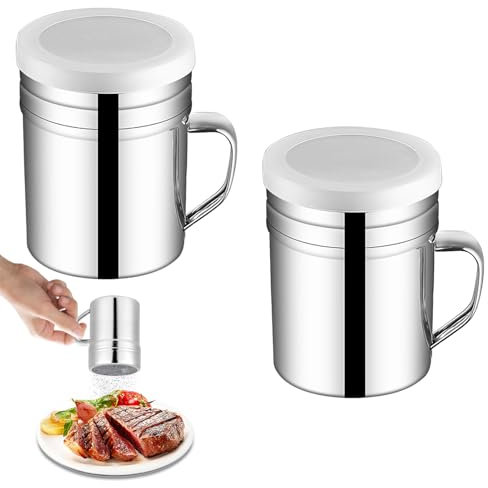 WZWZO Spargi Cacao in Polvere per Cappuccino Piccolo, Spargi Zucchero a Velo e Cacao Professionale con Tappo a Vite, Dosatore Cacao in Polvere in Acciaio Inox, Shaker a Rete Shaker per Cacao Shaker