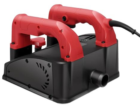 1200W Cepilladora Eléctrica de Pared 1000-4000 rpm Lijadora de Hormigón Todo Cobre 16 cm Ancho de Cepillado Fresadora de Rodillo con 26 Cuchillas, Cepillo de Carbono Externo y Placa Base