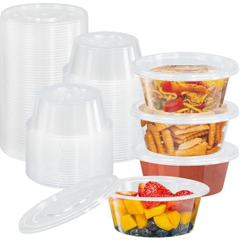 LPAMABA 50 Pcs Pot Sauce à Emporter 200ml, Récipient Sauces Réutilisable avec Couvercle, Contenant Sauce Salade Transparent, Boîte Conservation Sauces Anti-fuite, pour Soupes Crèmes Snacks Condiments