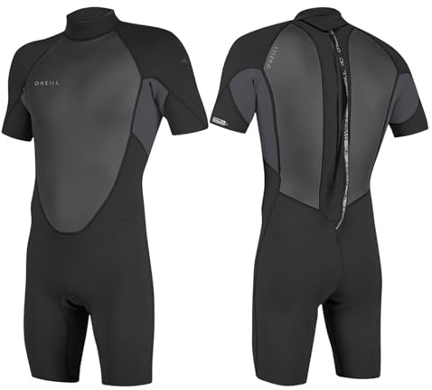 O'NEILL 2026 Uomini Reactor-2 2mm Back Zip Shorty Tuta Neoprene 5041B - Black/Grafite