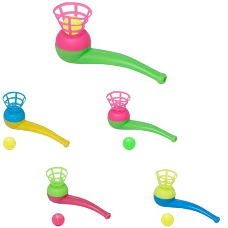 Bofanze 30 Piezas Tubo para Soplar Bolas Equilibrio Soplando Tubo Juego de Bolas de Pipa de Soplado Tubo de Soplado Flotante Tubería de Soplado Flotante Golpe Bola Pipa Juego para Fiestas y Cumpleaños