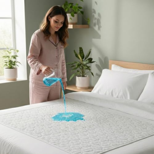 IMFAA Reusable Incontinence Bed Pad – Washable Waterproof Underpad for Adults, Kids & Pets | Ultra Absorbent, Soft, Leakproof Bed Protection (White, King(148x90))