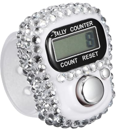 YELARXI Contatore elettronico da dito, mini contatore a mano ripristinabile, 1 pezzo, bianco, per golf, conteggio carichi, conteggio giri, partecipazione, eventi sportivi