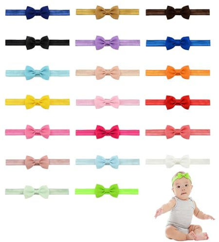 Nivrain 20 stycken pannband baby flickor, minimalistisk hårrosett baby, hudvänlig nyfödd hårband, lämplig för daglig styling av spädbarn, små flickor och småbarn