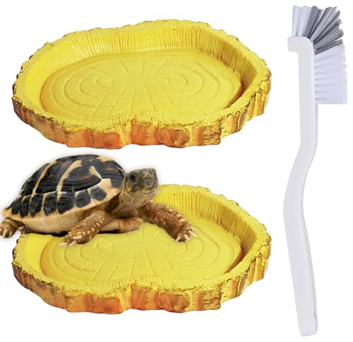 DOVBAN 2 Piezas Terrario Tortugas De Tierra,Cuencos De Agua Para Reptiles,Crecimiento Terrario,Accesorios Para Terrarios,Serpientes,Salamanquesas,Cepillo Des Limpieza Incluido