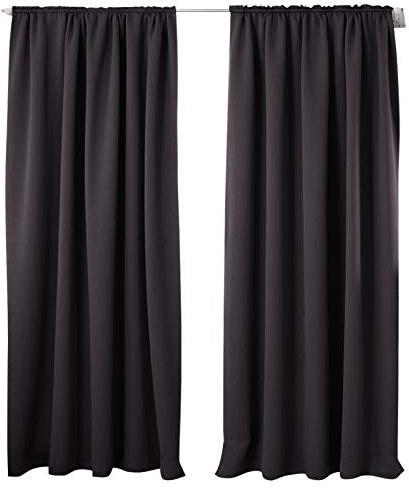 WOLTU 2er Set Gardinen, Verdunklungsvorhänge für Wohnzimmer Kinderzimmer, Blickdicht, Kräusebänder für Schiene, 250 g/m², kälteschutz lichtundurchlässig, 135 x 225 cm, Anthrazit