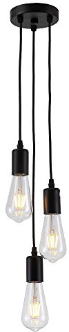 HJXDtech Moderno Lampadario a sospensione 3 Luci Zoccolo E27 Supporto DIY per Casa, Bar, Ristoranti, Cafe, Club - Nero