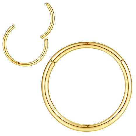 Popuhoops 316L kirurgiskt stål gångjärn näsringar ring Suptum ring kroppspiercing läppringar helix brosk rockörhängen 20G 18G 16G 14G 12G 10G 8G, diameter 5 mm till 16 mm, guld-roséguld-silversvart