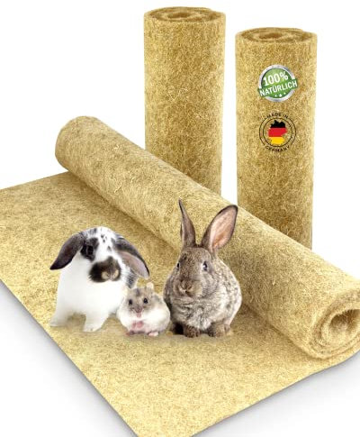 Nagerteppich aus 100% Hanf, 100 x 50cm, 5mm dick, Hanfteppich für alle Arten Kleintiere, Hanfmatte Nagermatte Nager-Teppich Bodenabdeckung (3 Stück)