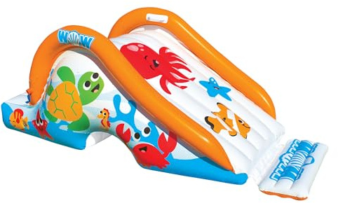 Wow Sports Swirl Inflatable Ocean Slide - Works with Splash Pads - Hose Attachment - Sprinkler Fun