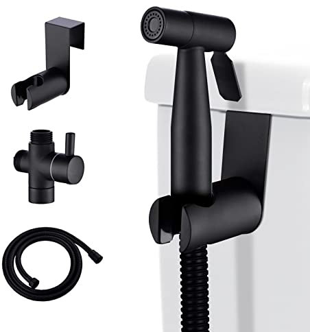 LOSCHEN Bidet Sprayer kit for Toilet, Hand Held Sprayer Shattaf Toilet Attachment Stainless Steel for Pet Bath/Personal Hygiene/Bathroom, Easy to Install (Black)