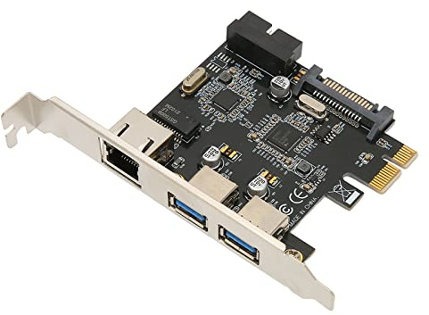 Scheda di Espansione da PCIE a USB3.0, 4 Porte 5 Gbps Superspeed, USB 3.0 SATA, Alimentazione Interfaccia a 15 Pin, PCIE a RJ45 Plug And Play per Slot PCIE X1, X4, X8, X16 per Windows