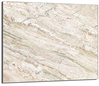 DarHaus Plaque de recouvrement, 60 x 52 cm, en verre, pour cuisinières électrique, à induction, convient comme décoration, protection anti-éclaboussures ou planche à découper, Marbre Beige