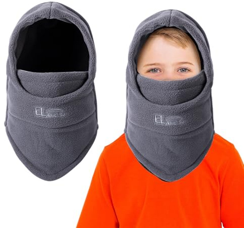 AYPOW Kinder Winter Thermo Fleece Sturmhaube 4-9 Jahre, Multifunktionale Winddichte Verstellbare Gesichtsmaske Skimaske, Warme Mütze Sturmmaske Halswärmer Schal für Jungen Mädchen Outdoor-Aktivitäten