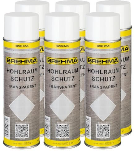 BREHMA 6X Hohlraumschutz Hohlraumversiegelung transparent Spray 500ml