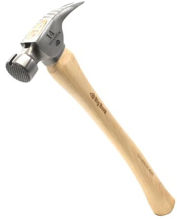 Big Horn 15151 14 Oz Tiger Titanium Framing Hammer – Curved Hickory Handle, Milled Face, Magnetic Nail Starter, Precision Balanced Titanium Head for Professional Framing and Construction