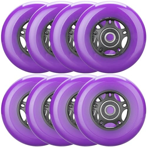 WHEELCOME Ruote per pattini in linea, per esterni e interni, ruote da hockey, 85a, con cuscinetti ABEC-9, per la riparazione di bagagli e scooter, 64 mm, 70 mm, 72 mm, 76 mm, 80 mm, confezione da 8