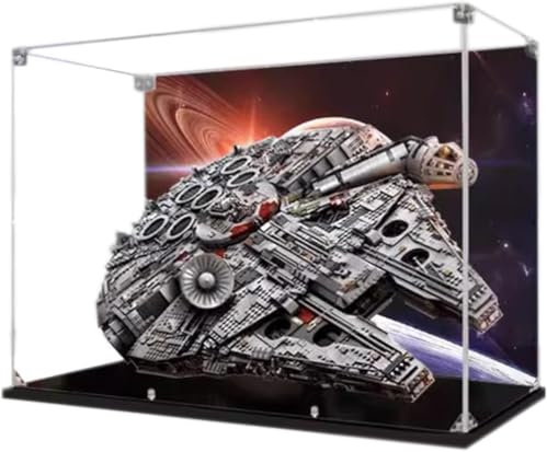 Vitrine Acrylique Compatible avec Le-go Ultimate Millennium Falcon Modèle 75192, Boîte Rangement Anti-Poussière Et Anti-UV (Fond Debout) B