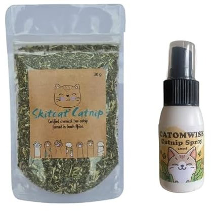 Skitcat Catnip bag and Catomwise spray catnip grown in South Africa's renowned Cape Province
