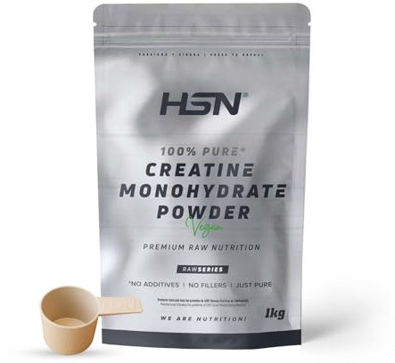 HSN Creatina Monohidrato en Polvo Sin Sabor | 1Kg | Creatina Micronizada (200mesh) Sin Añadidos y Libre de Contaminantes | Incluye Dosificador 10ml | No-GMO, Vegano, Sin Gluten