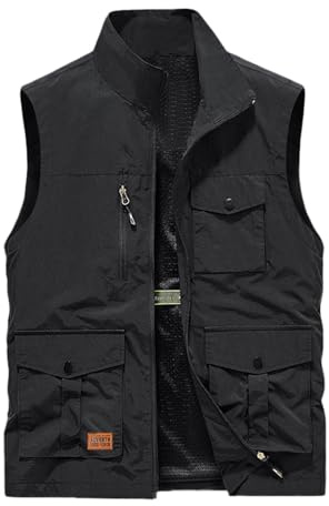 Gilet d'été léger pour homme - Gilet de randonnée - Gilet de chasse avec de nombreuses poches - Gilet de pêche multifonction - Pour le travail en plein air - Veste sans manches - Gilet de loisirs