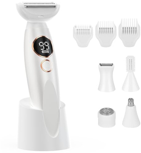 Recortadora de bikini para mujer, maquinilla de afeitar eléctrica 5 en 1, recargable
