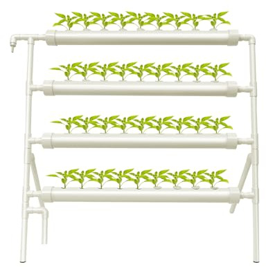 Sistema hidropónico de 36 niveles, 4 pisos, set hidropónico con bomba y enchufe de la UE ✦ PVC-U apto para alimentos para hierbas, ensaladas, tomates, ahorro de espacio, 37 x 45 cm, incluye