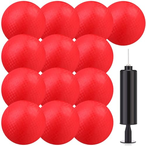 Yunsailing 12 Pack Dodgeballs Bulk Operation Christmas 6 Inch Playground Balls, Rubber Bouncy Inflatable Kickball with Pump for Sports Outdoor Handball Games Christian Donation Gifts(Red)