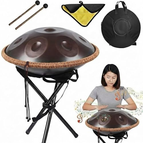 Hand Pan Drum 440hz/432hz Adults, Steel Handpan Drum for Beginners 18/22 inch d Minor Kurd 9/10/12 Notes - Hand Drum Set, Hand Pan, Handpan Instrument(Black,432HZ/18inch/9Note)